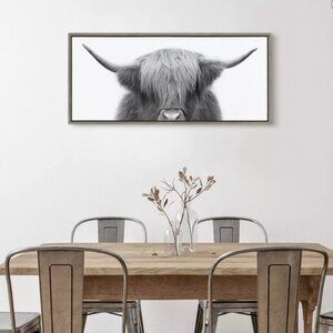 Sylvie Hey Dude Highland Cow by The Creative Bunch Studio Framed Wall Canvas Gra